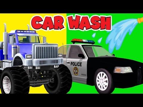 Police Car Wash Monster Truck, videos For Children